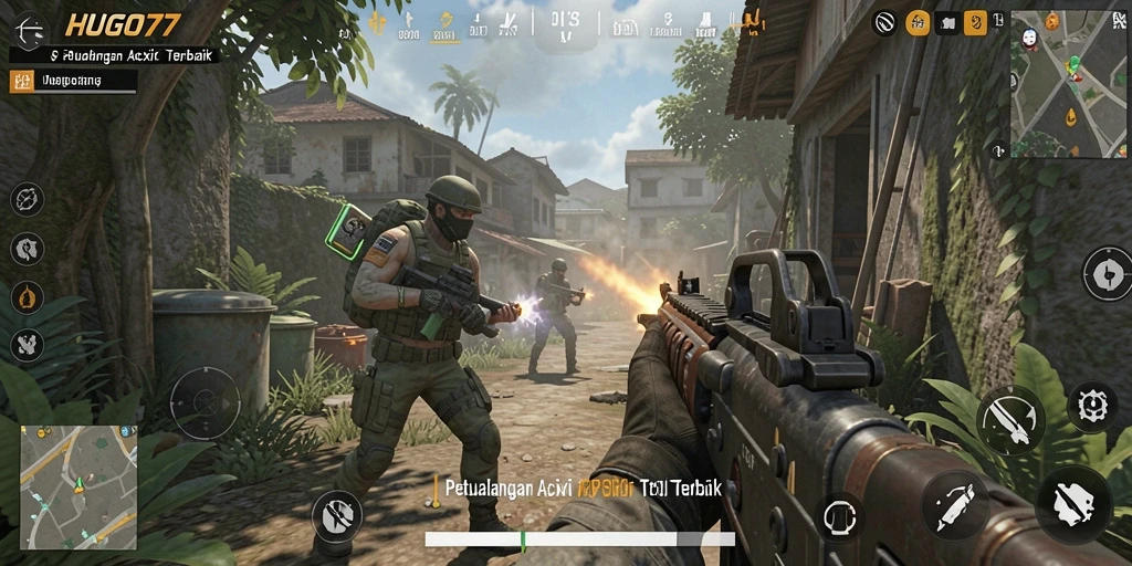 Gameplay HUGO77 yang seru dan mendebarkan di arena FPS.