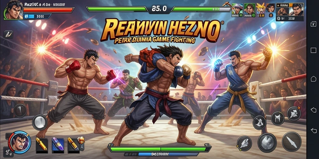Tangkapan layar gameplay REZIXO yang menampilkan pertarungan seru.